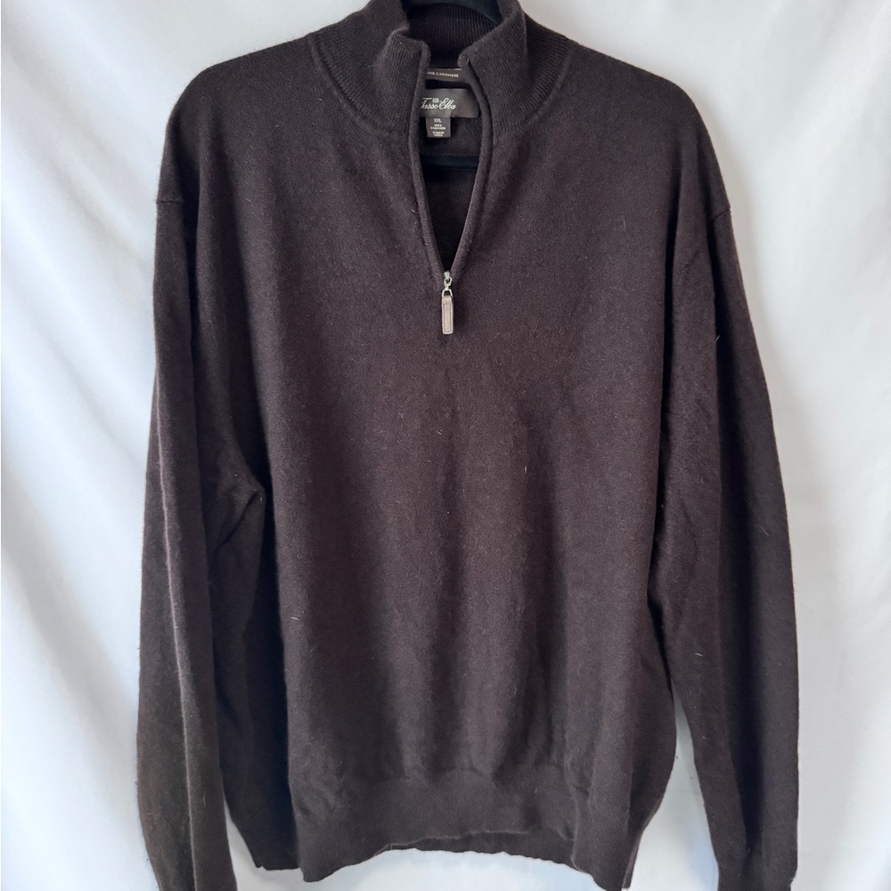 Cashmere Tasso Elba Men's Dark Brown Zip-Up Sweater